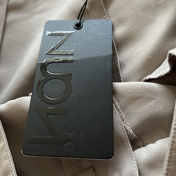 NUON high waist wide leg cropped Tanya pants light tan Sz 28 pants new - Picture 9 of 16